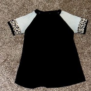 Black cheetah print stripped shirt